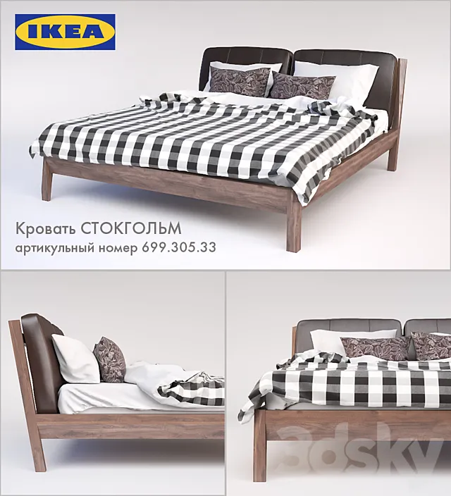 Furniture – Bed 3D Models – Ikea Stockholm bed