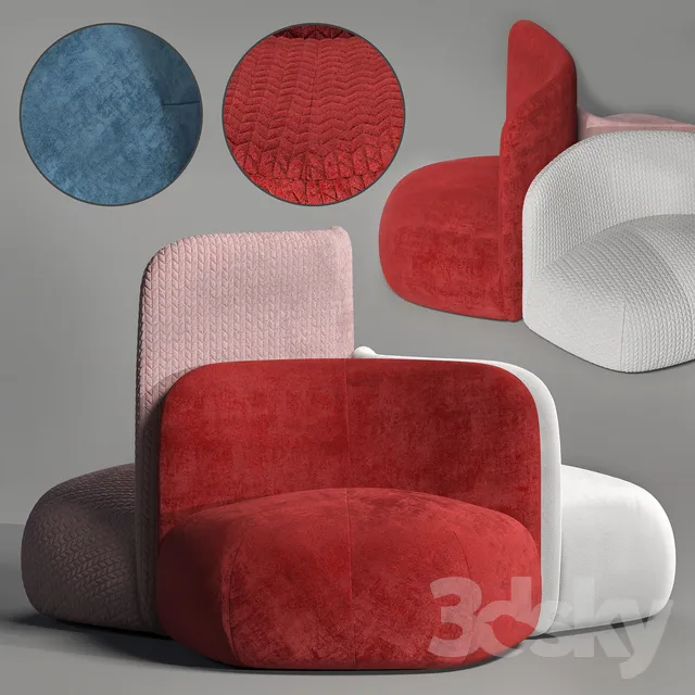 Miniforms BOTERA Upholstered fabric armchair 3DS Max - thumbnail 3