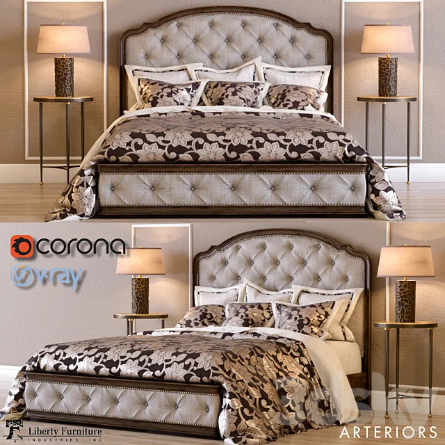 Furniture – Bed 3D Models – Liberty Amelia Queen Bed