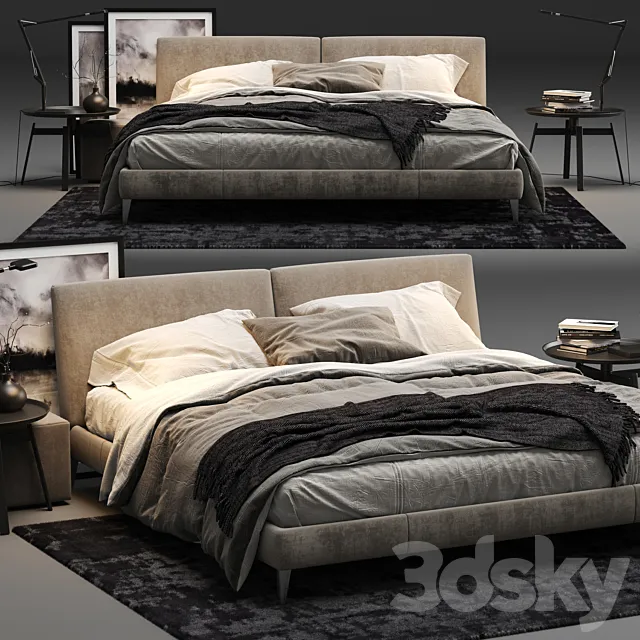 Furniture – Bed 3D Models – Maxalto Selene Modern Bed