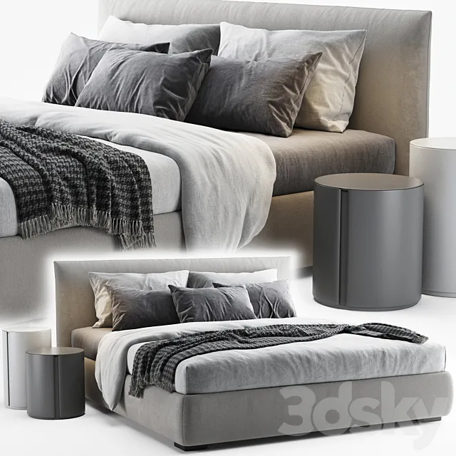 Furniture – Bed 3D Models – Meridiani Scott Modern Bed