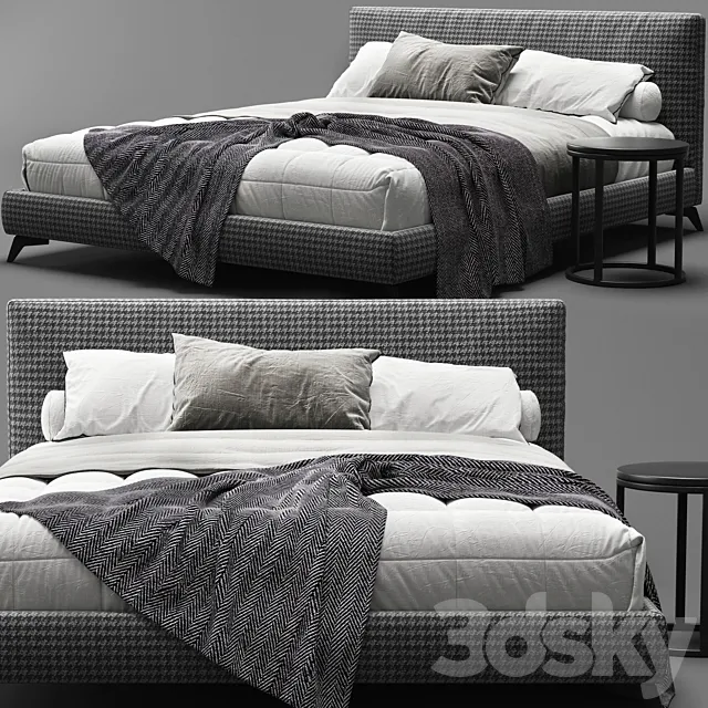 Furniture – Bed 3D Models – Meridiani Stone Up Bed B (Max 2012 Vray)