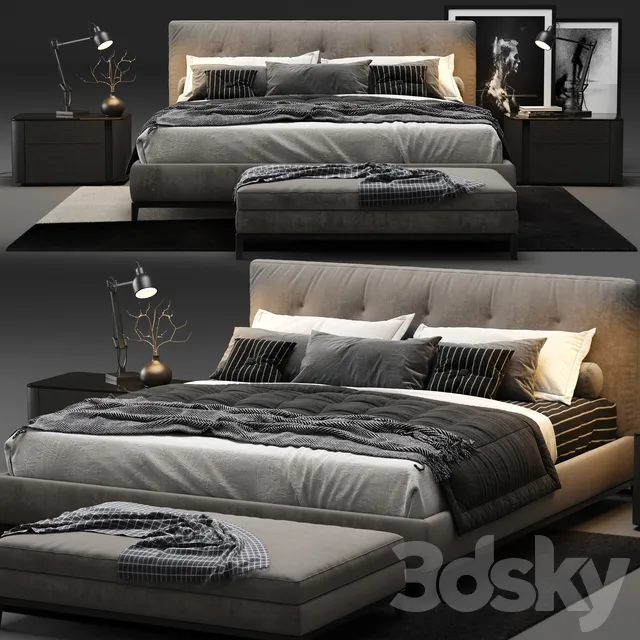 Furniture – Bed 3D Models – Minotti – Andersen Quilt Bed
