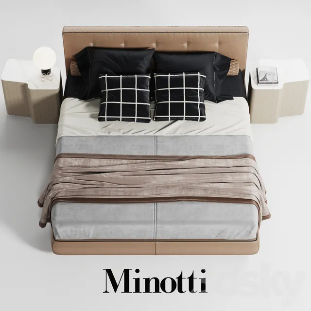 Furniture – Bed 3D Models – Minotti Bedford