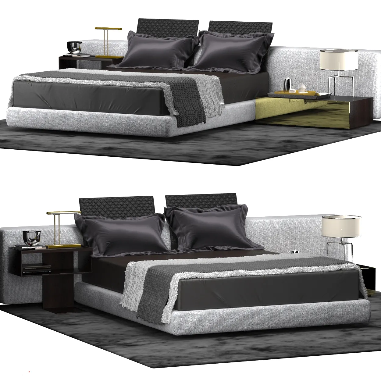 Furniture – Bed 3D Models – Minotti YANG BED WIDE