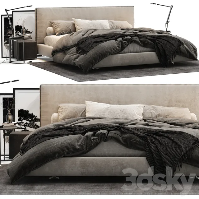 Furniture – Bed 3D Models – Modern bed Richard by B&B Italia