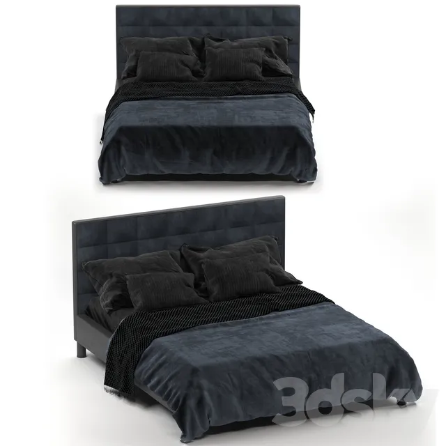 Furniture – Bed 3D Models – Modern Bed With Steel Base