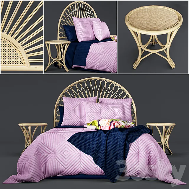 Furniture – Bed 3D Models – Newport Quilted Velvet Bed Linen 3d model
