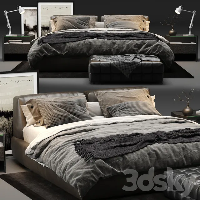 Furniture – Bed 3D Models – Poliform – Bolton Bed