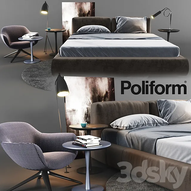 Furniture – Bed 3D Models – Poliform Set 02