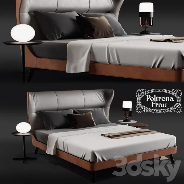 Furniture – Bed 3D Models – Poltorna Frau MAMY BLUE BED