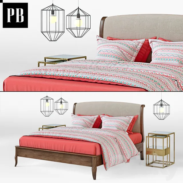 Furniture – Bed 3D Models – POTTERY BARN Calistoga Bed