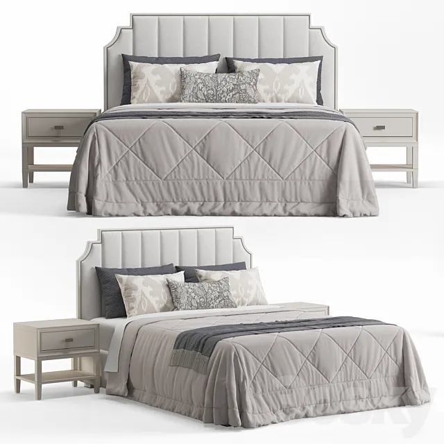 Furniture – Bed 3D Models – Princeton Step Rectangular Upholstered Bed