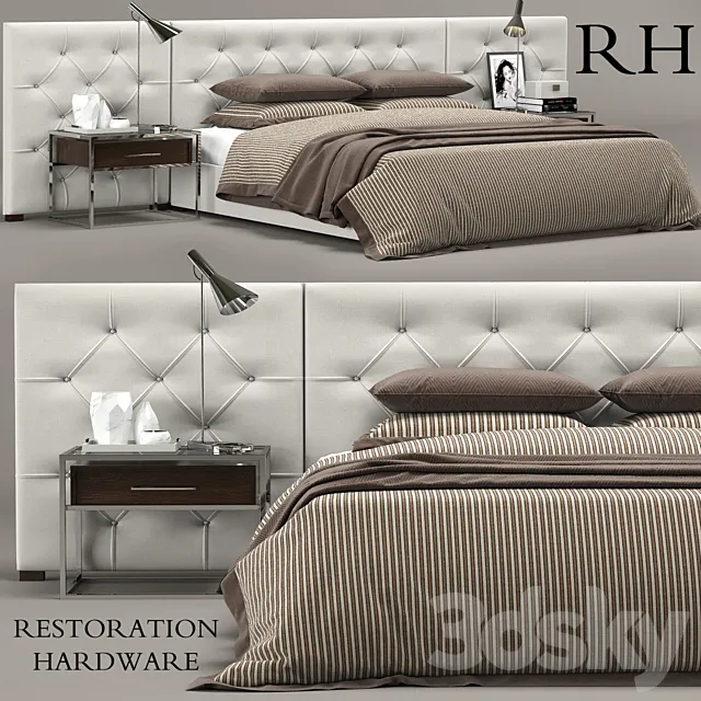 Furniture – Bed 3D Models – RH Modern custom diamond tufted fabric headbord bed