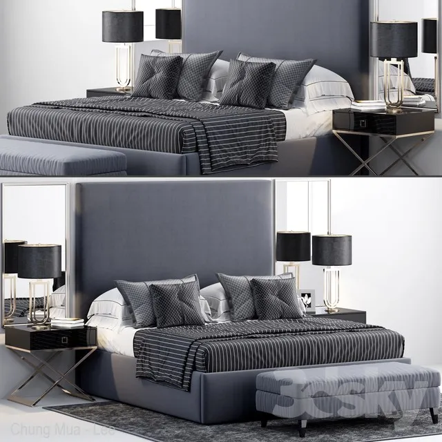 Furniture – Bed 3D Models – RH Sullivan Upholstered Platform Bed