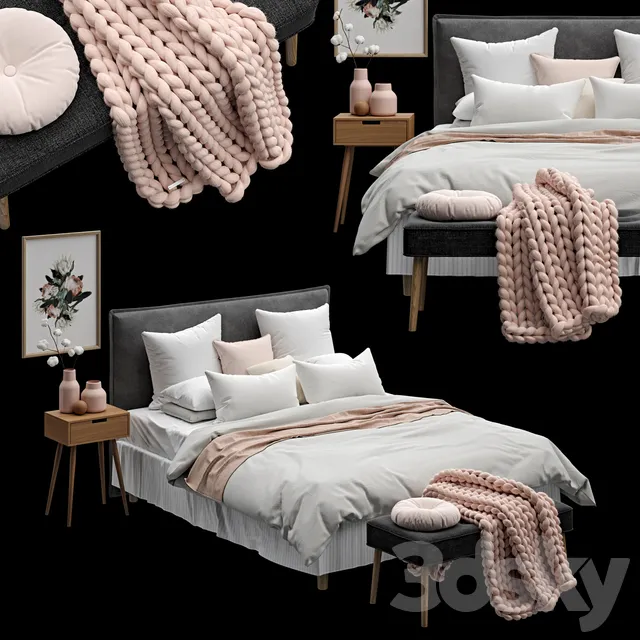 Furniture – Bed 3D Models – Scandinavian Bedroom Set 01 (max 2011)