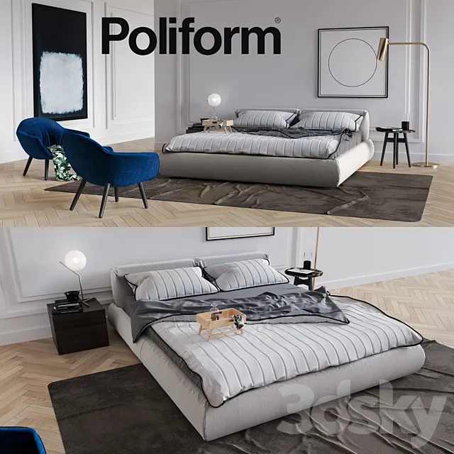 Furniture – Bed 3D Models – Set from Poliform Bolton
