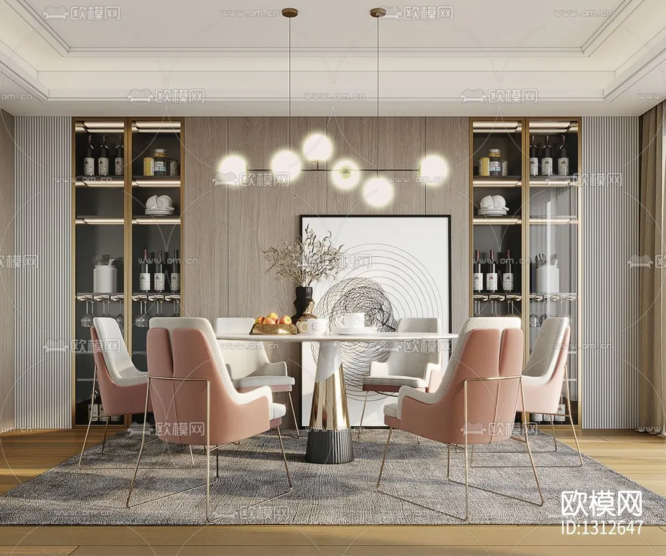 Corona Render 3D Scenes – Dining Room – 0010
