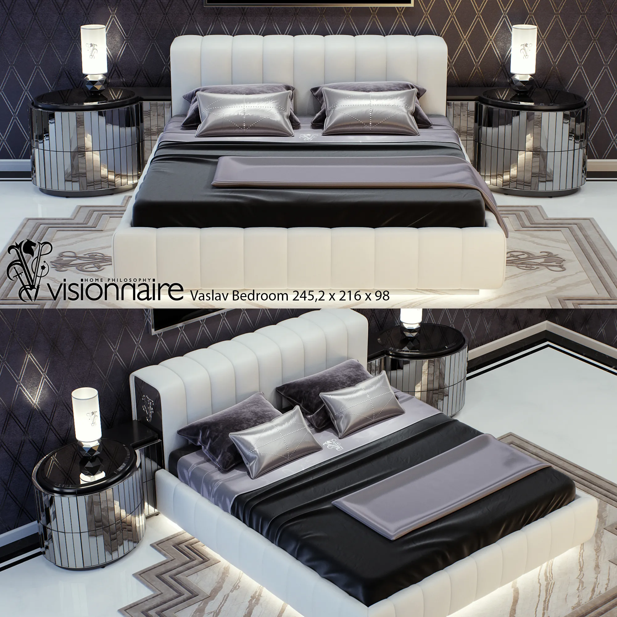 Furniture – Bed 3D Models – Visionnaire Vaslav bed