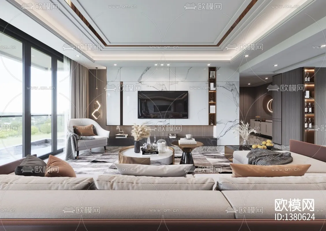 Corona Render 3D Scenes – Living Room – 0004