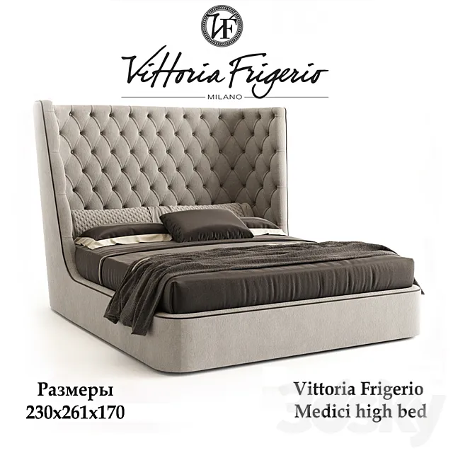 Furniture – Bed 3D Models – Vittoria Frigerio Medici high bed