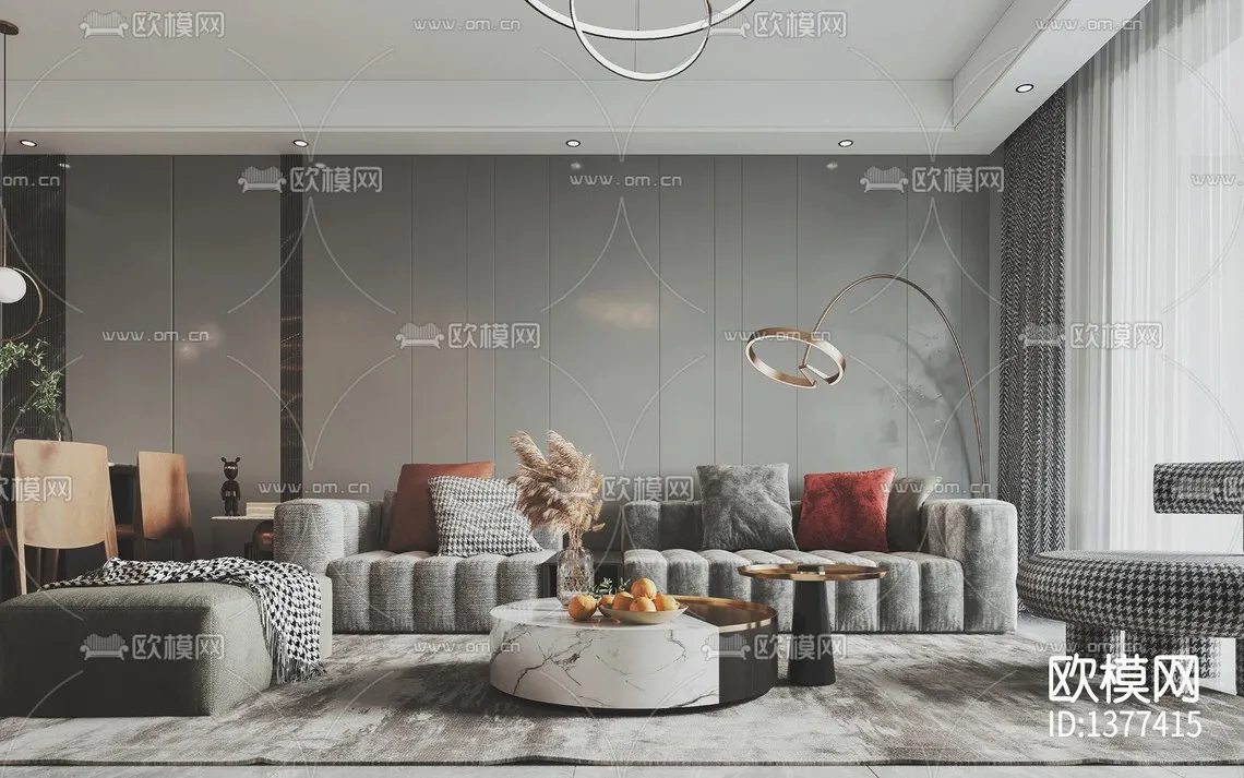 Corona Render 3D Scenes – Living Room – 0015