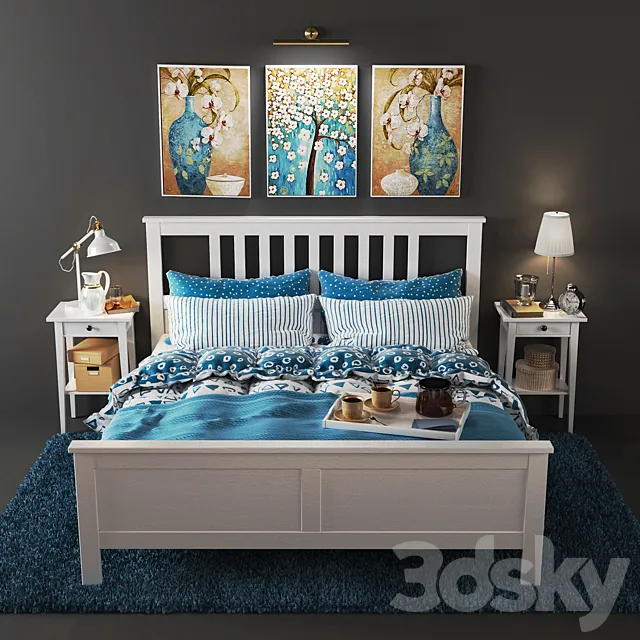 Furniture – Bed 3D Models – White HEMES from IKEA