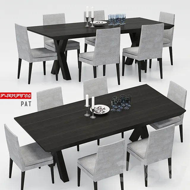 Casamilano table with chairs PAT Flexform 3DS Max - thumbnail 3
