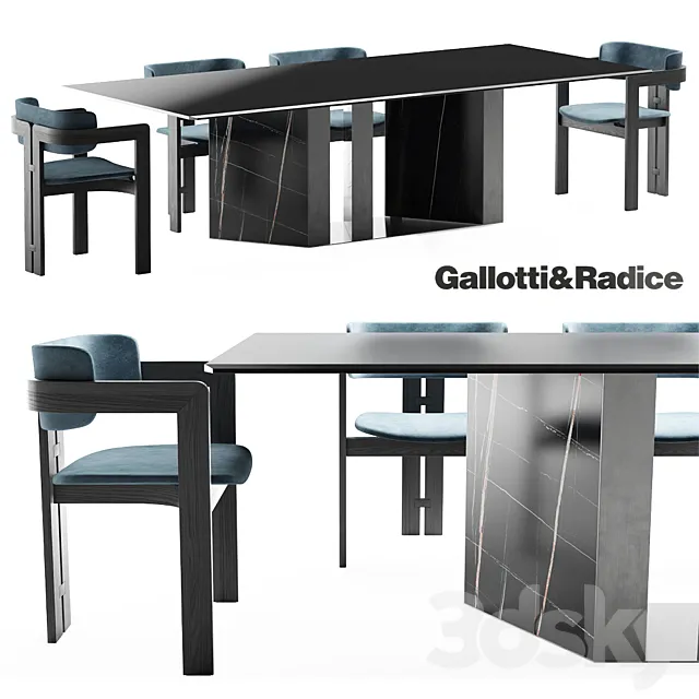 Gallotti & Radice 0414 chair | Platinum table 3DS Max - thumbnail 3