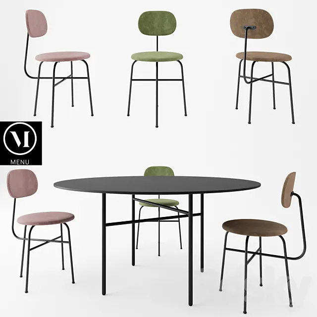 Furniture – Table and Chairs (Set) – 3D Models – 0023
