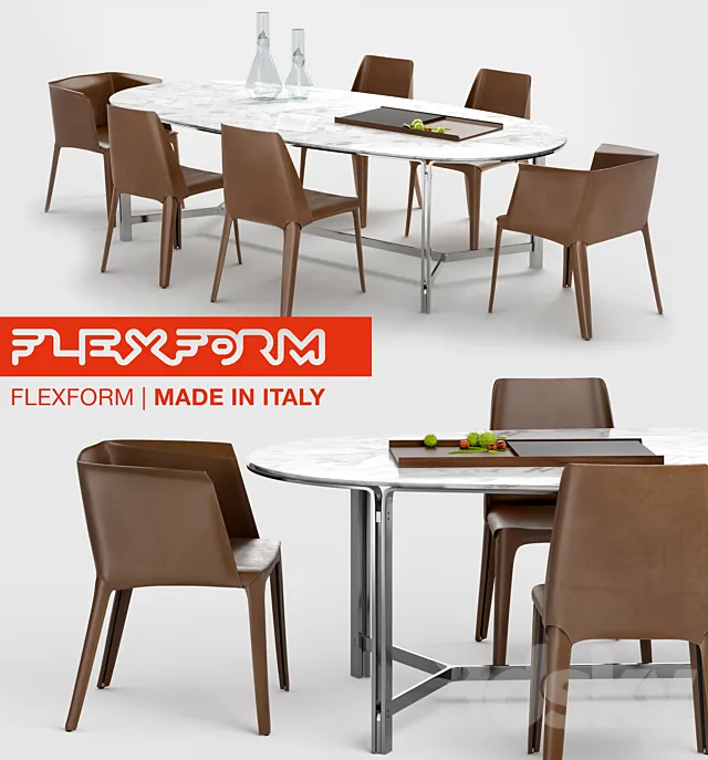 Furniture – Table and Chairs (Set) – 3D Models – 0028
