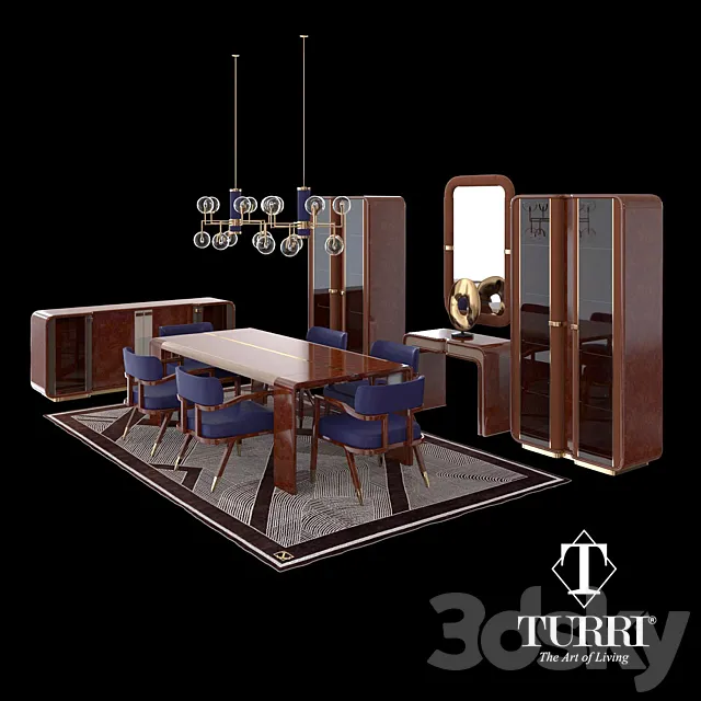 Furniture – Table and Chairs (Set) – 3D Models – 0029
