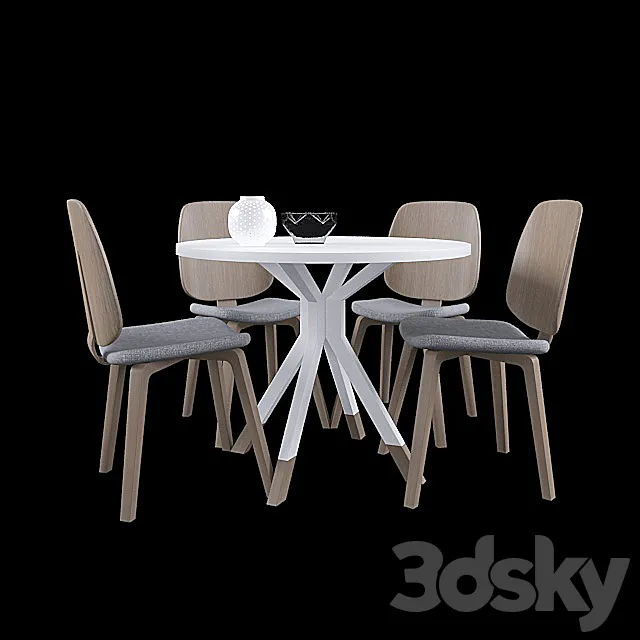 Furniture – Table and Chairs (Set) – 3D Models – 0033