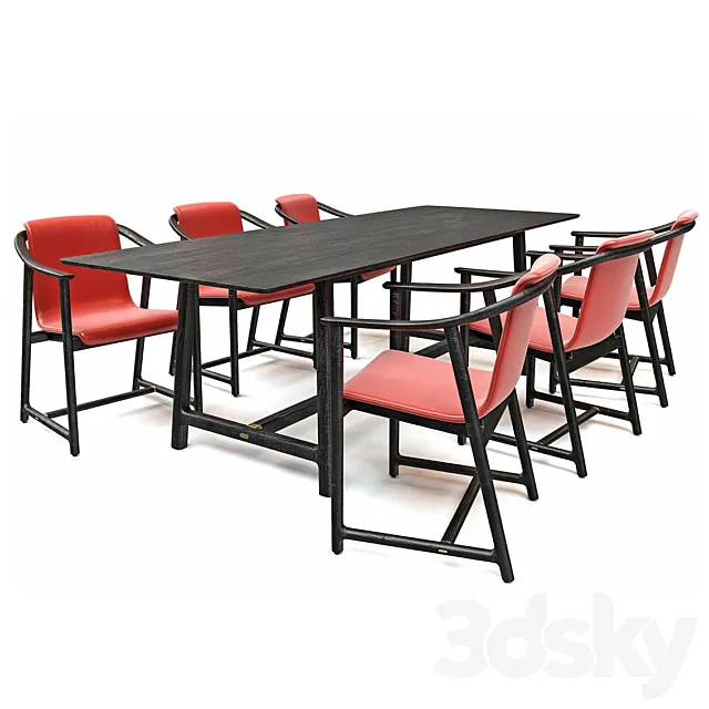 Furniture – Table and Chairs (Set) – 3D Models – 0048