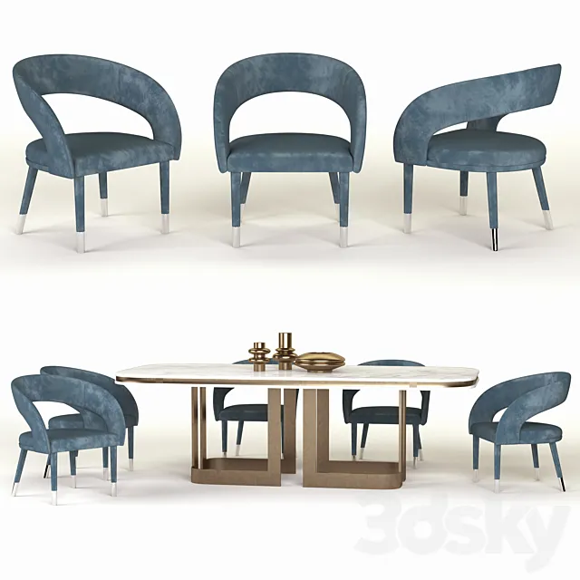 Furniture – Table and Chairs (Set) – 3D Models – 0064
