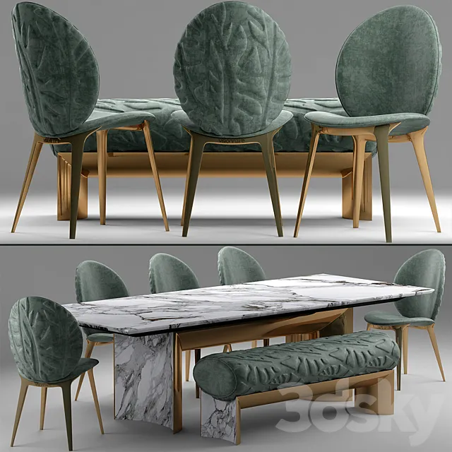 Furniture – Table and Chairs (Set) – 3D Models – 0068
