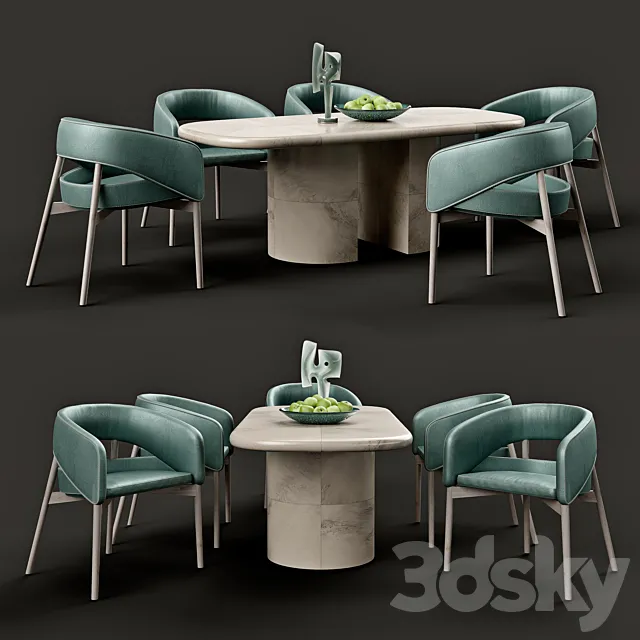 Wrapped dinning table and Dino chair 3DS Max - thumbnail 3