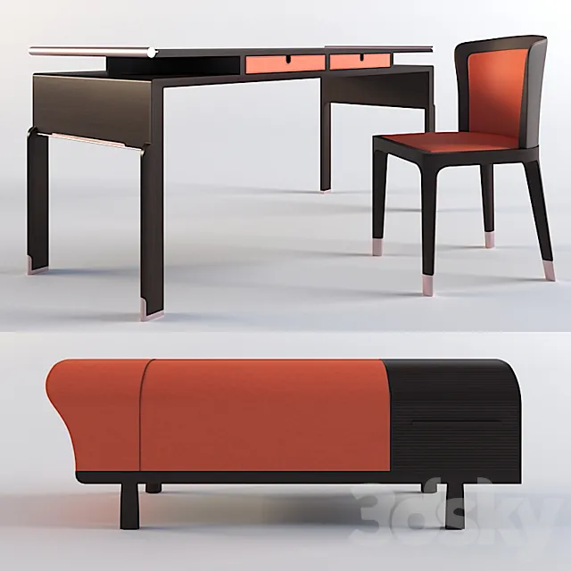 Furniture – Table and Chairs (Set) – 3D Models – 0084
