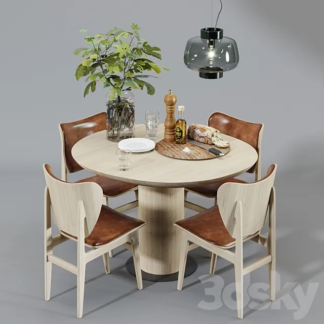 Furniture – Table and Chairs (Set) – 3D Models – 0099