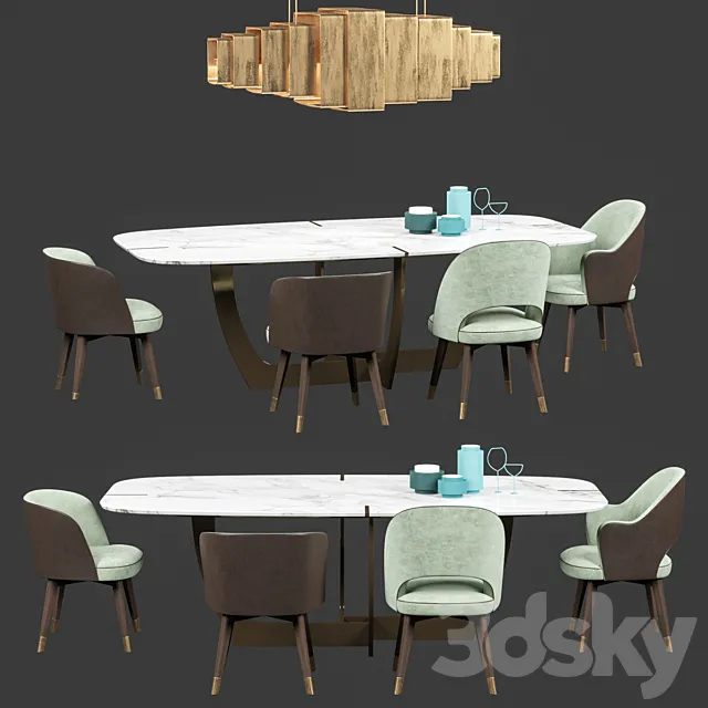 Furniture – Table and Chairs (Set) – 3D Models – 0101