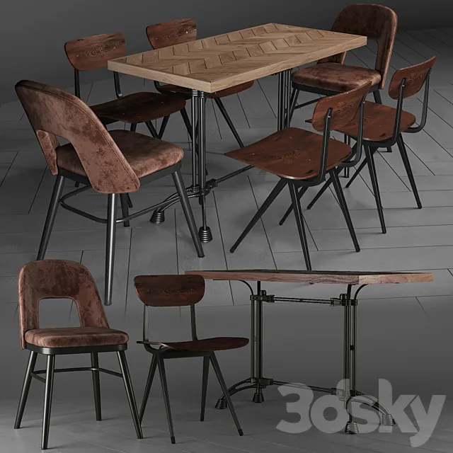 Furniture – Table and Chairs (Set) – 3D Models – 0103