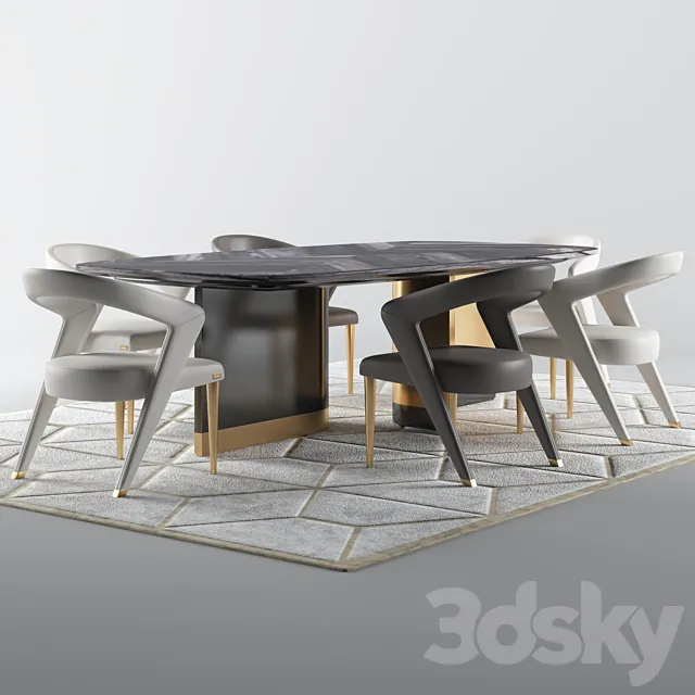 Furniture – Table and Chairs (Set) – 3D Models – 0114