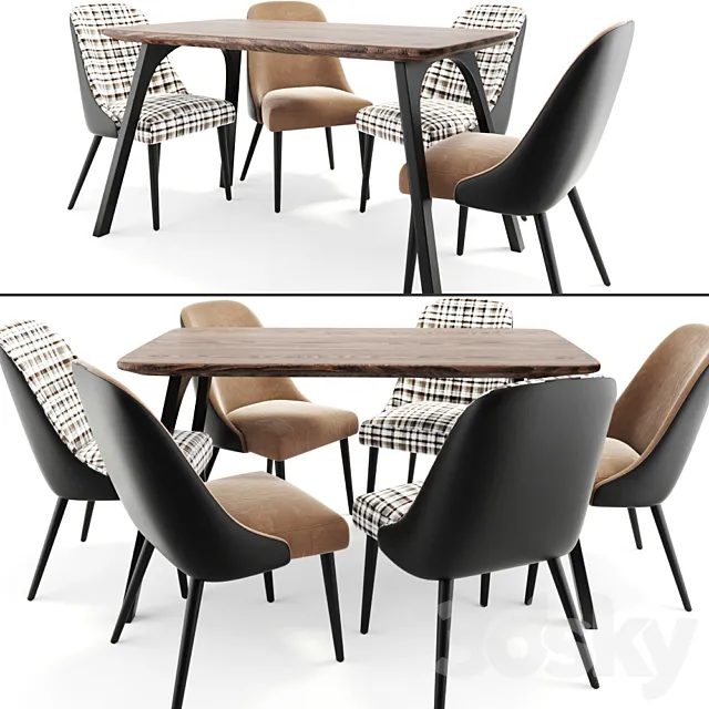 Furniture – Table and Chairs (Set) – 3D Models – 0123