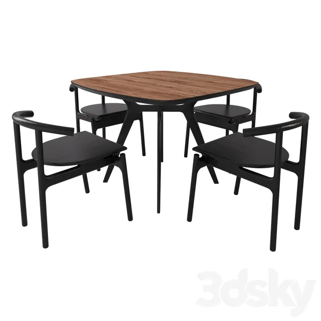 Furniture – Table and Chairs (Set) – 3D Models – 0129