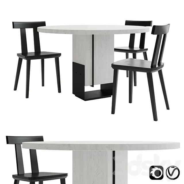 Furniture – Table and Chairs (Set) – 3D Models – 0133