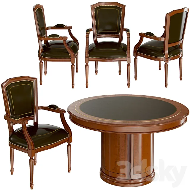 Furniture – Table and Chairs (Set) – 3D Models – 0135