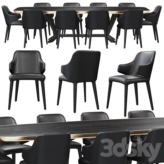 Furniture – Table and Chairs (Set) – 3D Models – 0136
