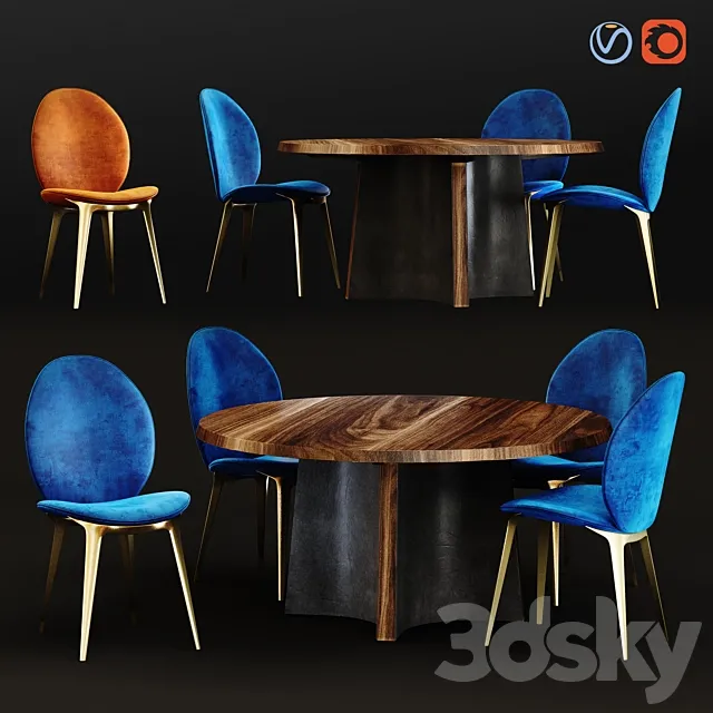 Furniture – Table and Chairs (Set) – 3D Models – 0141