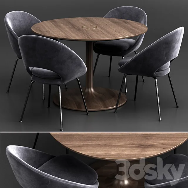 Furniture – Table and Chairs (Set) – 3D Models – 0142