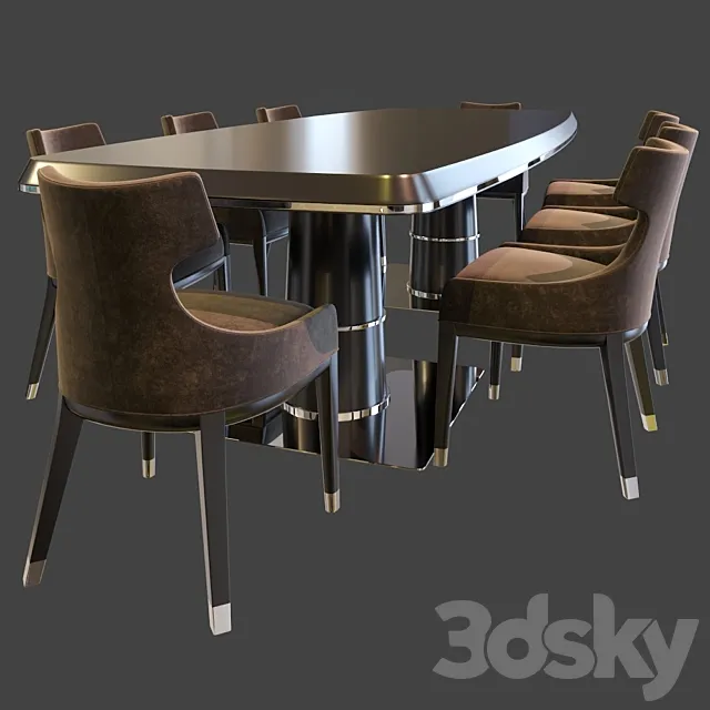 Furniture – Table and Chairs (Set) – 3D Models – 0143